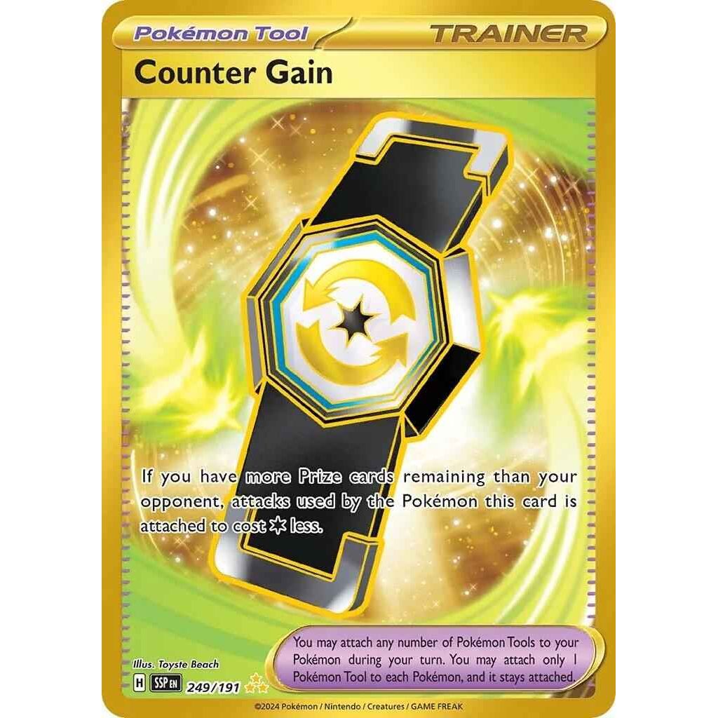 Counter Gain 249 191 SV Surging Sparks Pokémon TCG Card Gold Secret Rare Hyper - Backtotheculturecollectables