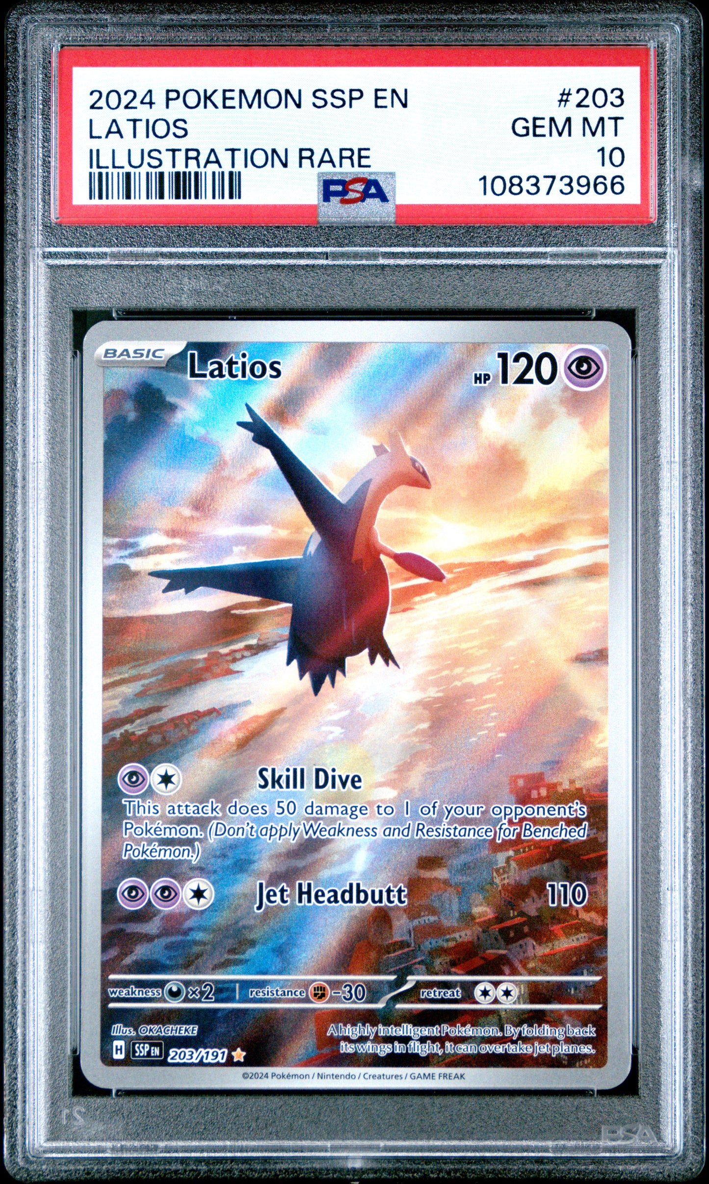 2024 Pokemon Surging Sparks Latios Full Art Illustration Rare #203/191 PSA 10