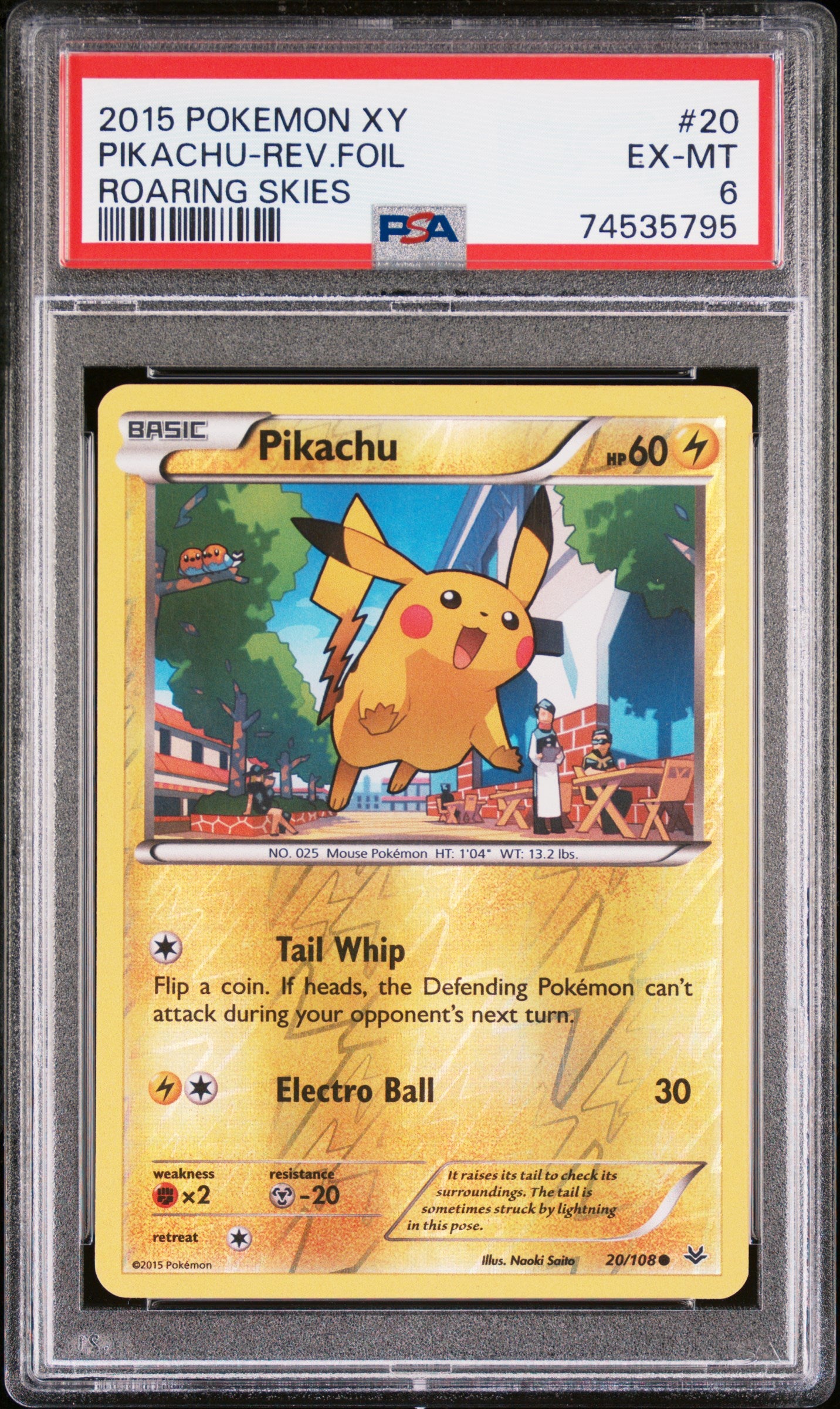 2015 POKEMON XY ROARING SKIES #20 PIKACHU-REV.FOIL ROARING SKIES