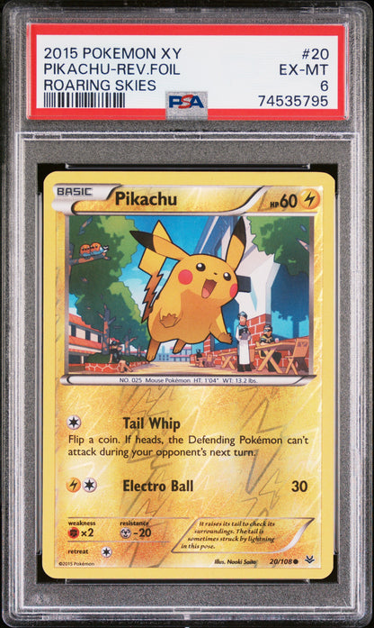 2015 POKEMON XY ROARING SKIES #20 PIKACHU-REV.FOIL ROARING SKIES