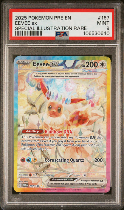 2025 Pokemon Prismatic Evolutions Special Illustration Rare Eevee EX PSA 9