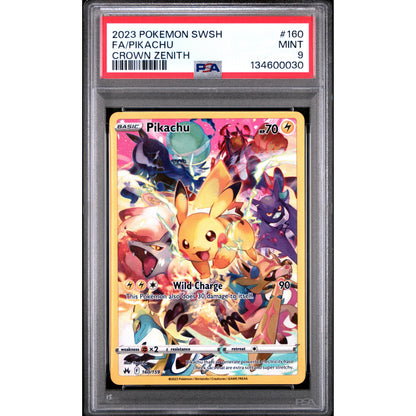 2023 POKEMON SWORD AND SHIELD CROWN ZENITH #160 FA/PIKACHU CROWN ZENITH PSA9