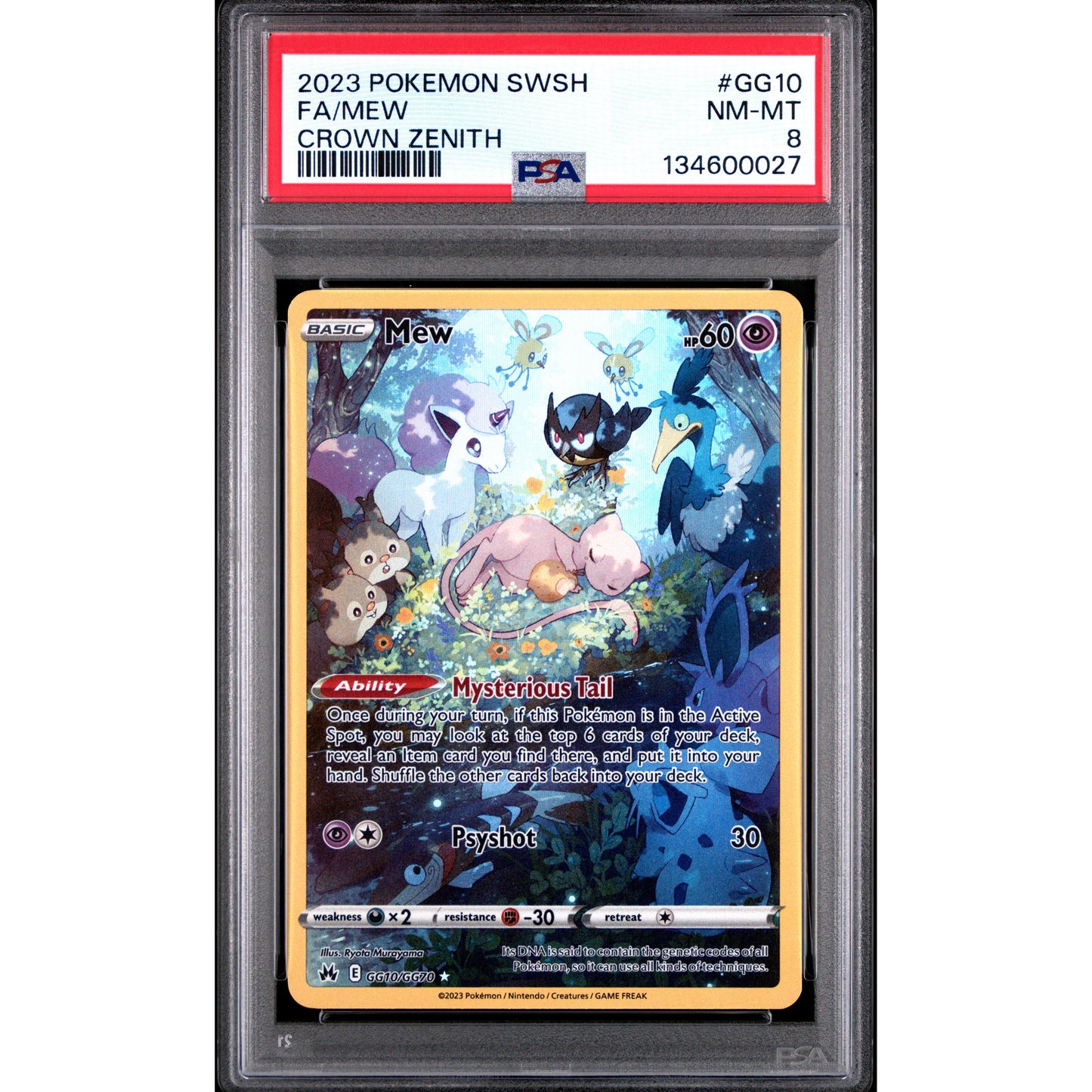 2023 POKEMON SWORD AND SHIELD CROWN ZENITH #GG10 FA/MEW CROWN ZENITH PSA8