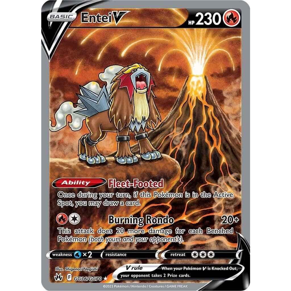 Entei V GG36 Pokemon Crown Zenith Trading Card