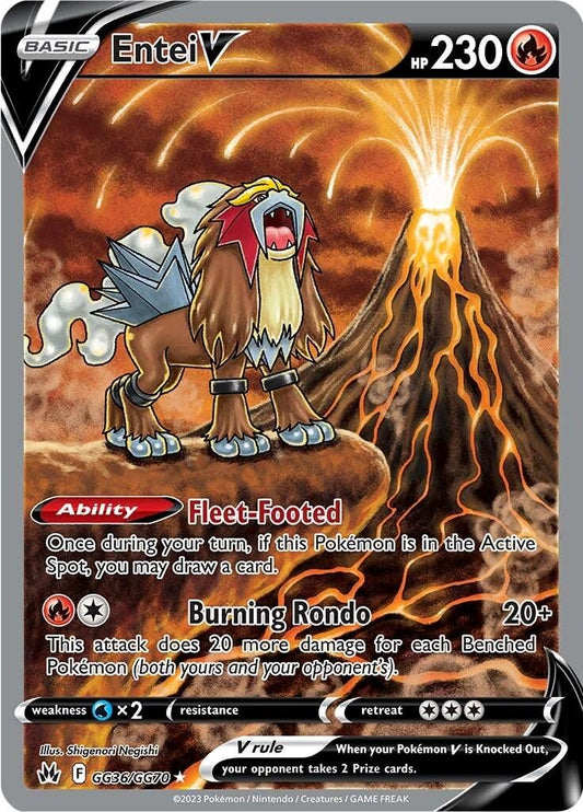 Entei V GG36 Pokemon Crown Zenith Trading Card - Backtotheculturecollectables